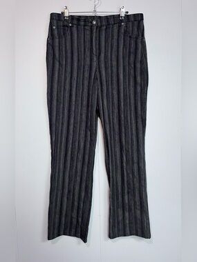 Lane Sport Petite 14 Black Multicolour Striped Stretch Pants